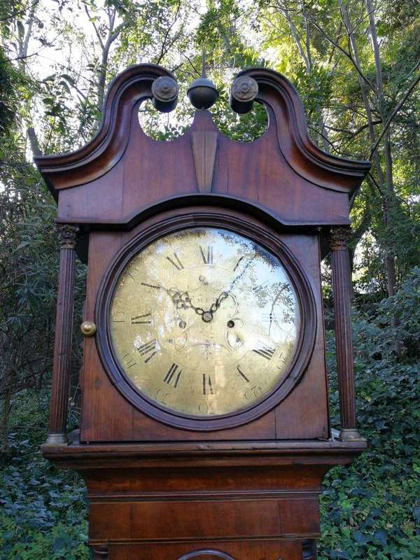 An Early 19th Century Mahogany and Oak Tall  Longcase/Grandfather Clock with Brass Dial Signed Sm...
