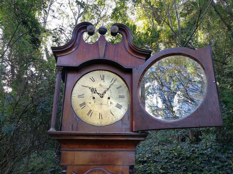 An Early 19th Century Mahogany and Oak Tall  Longcase/Grandfather Clock with Brass Dial Signed Sm...