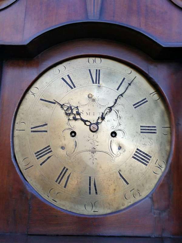An Early 19th Century Mahogany and Oak Tall  Longcase/Grandfather Clock with Brass Dial Signed Sm...