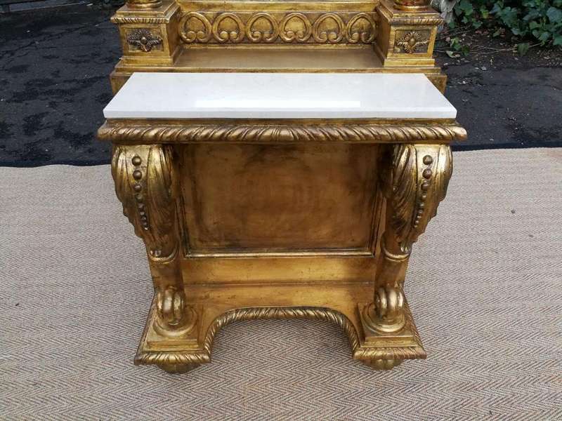 A French Style Carved and Painted Wood Console Table with Mirror