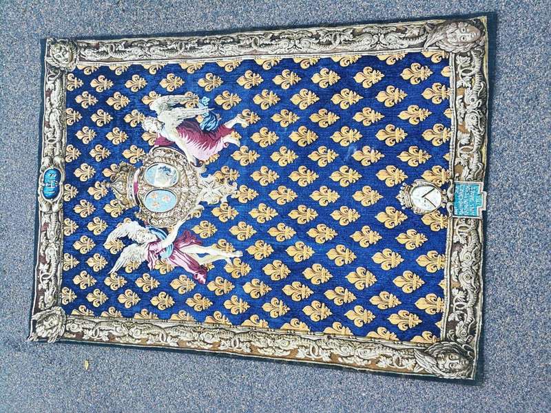 A Mid 1900s French Tapestry is Padded and Lined with Loops for a Rod