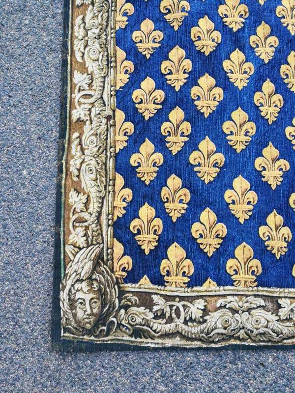 A Mid 1900s French Tapestry is Padded and Lined with Loops for a Rod