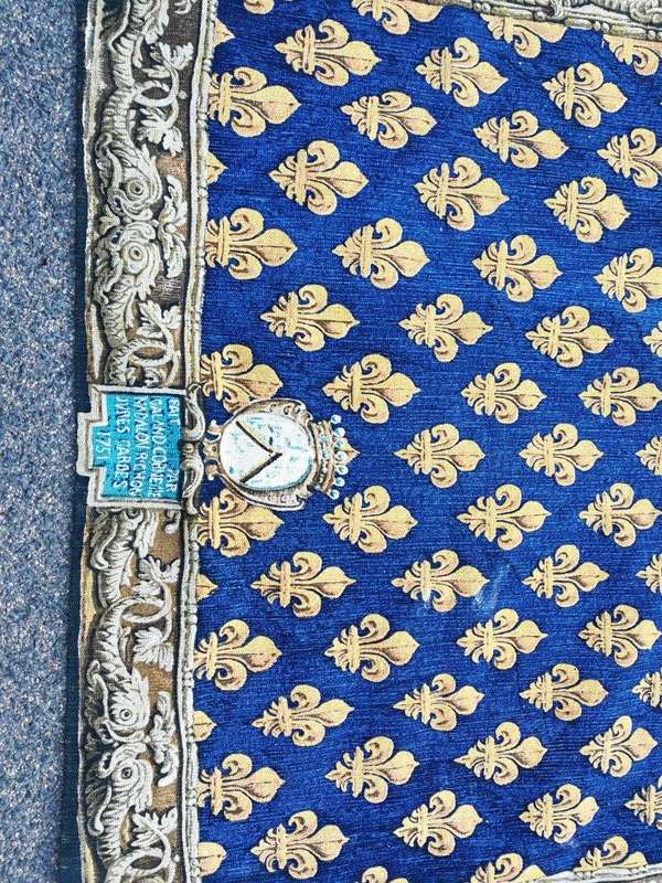 A Mid 1900s French Tapestry is Padded and Lined with Loops for a Rod