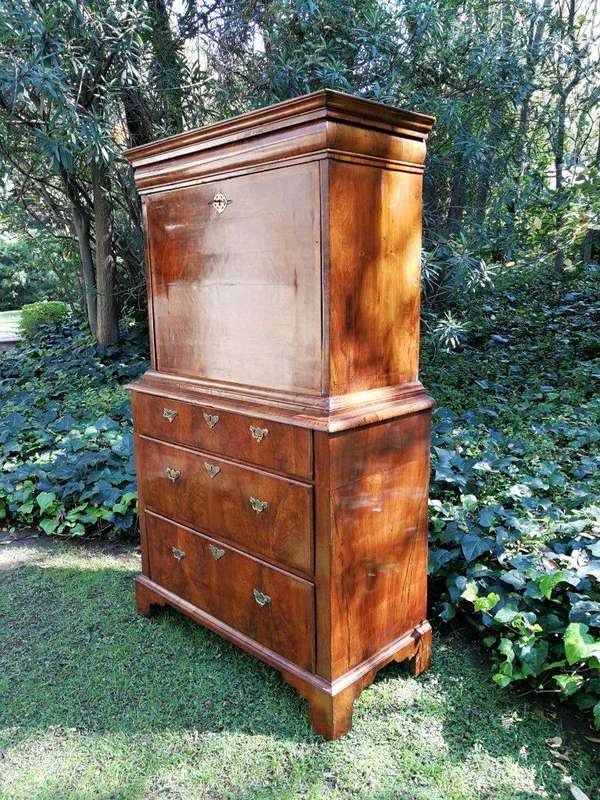 A George III Walnut Secretaire Abbatant