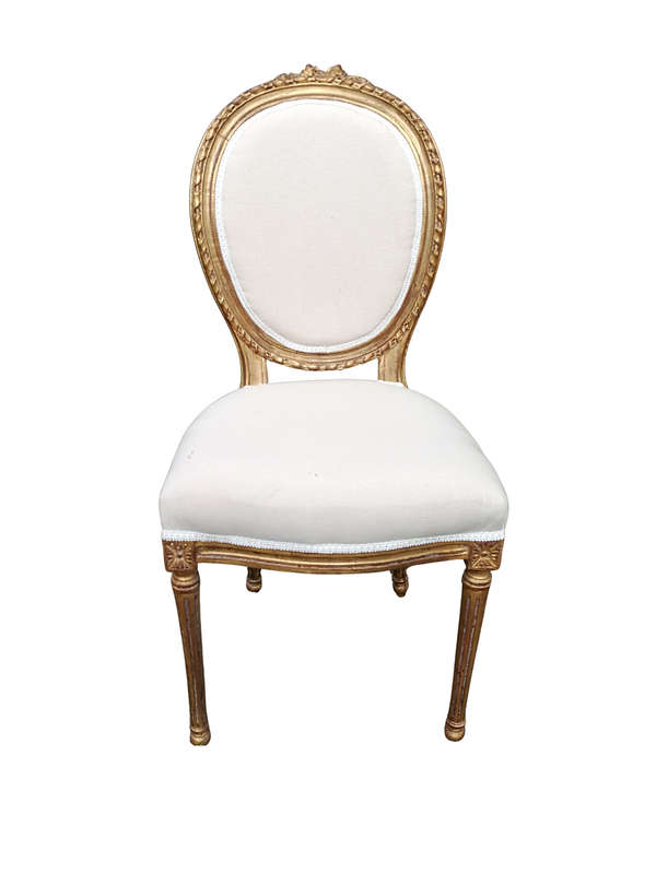 A French Balloon-Back Ornate Chair On Fluted Legs Gilded Dining Chair (Single)