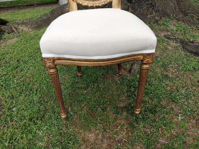 A French Balloon-Back Ornate Chair On Fluted Legs Gilded Dining Chair (Single)
