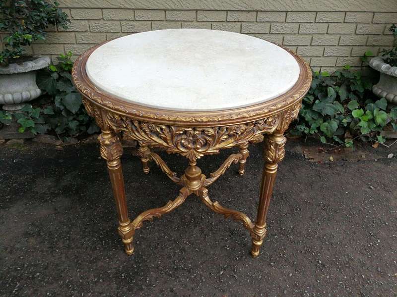 A French Style Ornately Carved Marble top Centre Table