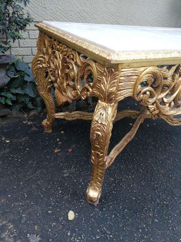 A French Style Ornately Carved Marble top Entrance / Centre Table