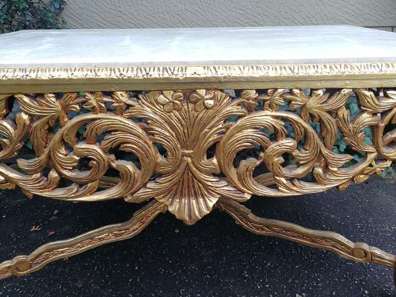 A French Style Ornately Carved Marble top Entrance / Centre Table