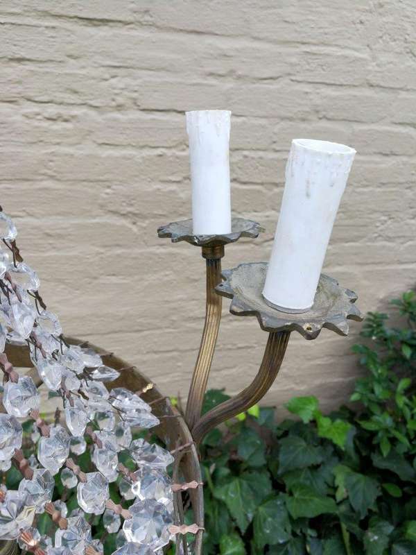 A French Style Tear-Drop Brass & Crystal Chandelier