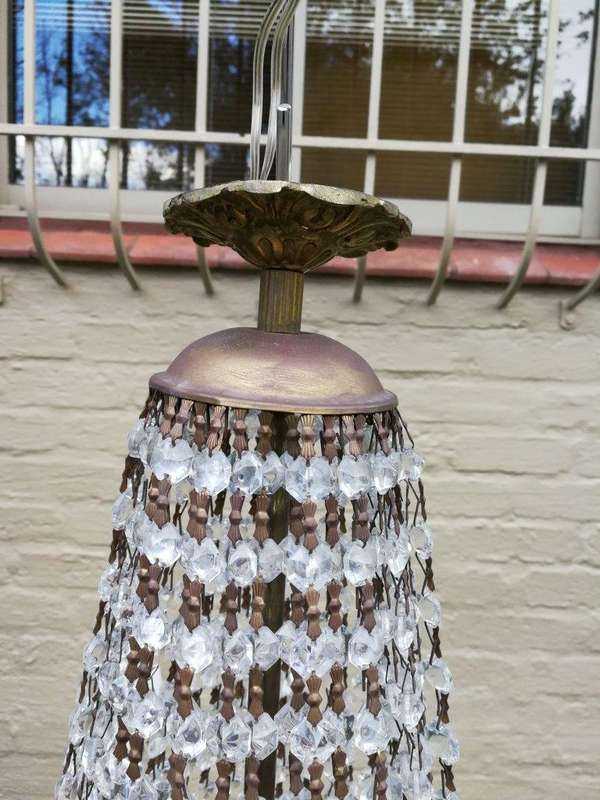 A French Style Tear-Drop Brass & Crystal Chandelier