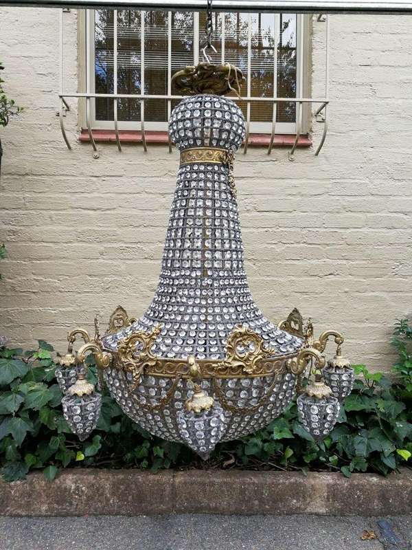 A French Empire Style Brass Gilt Chandelier