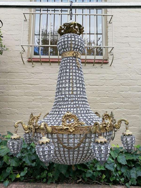 A French Empire Style Brass Gilt Chandelier