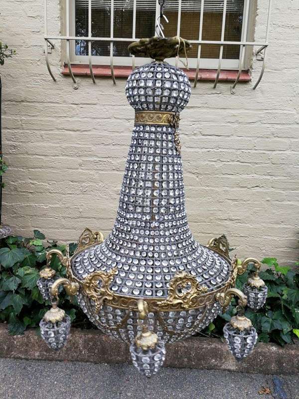 A French Empire Style Brass Gilt Chandelier