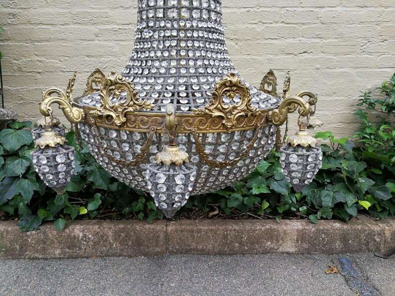 A French Empire Style Brass Gilt Chandelier