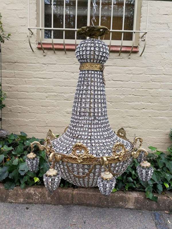 A French Empire Style Brass Gilt Chandelier