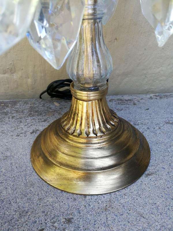A Pair of French Girandole Gallery Candelabras / Brass and Crystal Table Lamps (Large)