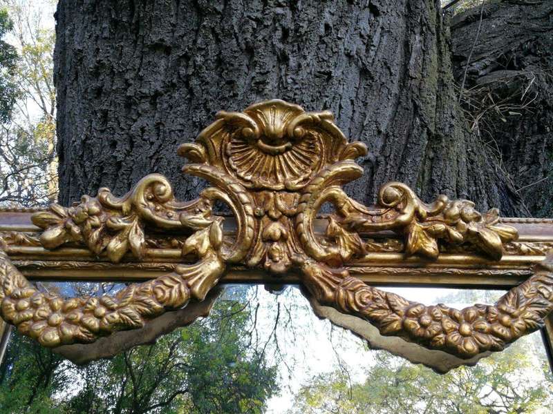 A French Style Ornately Carved and Gilded Bevelled Mirror