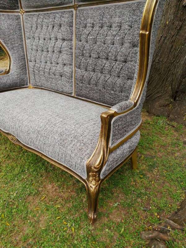 A French Style Gilded Dome/Canopy Double Chair (Modelled On The Famous Louis XV Chair)