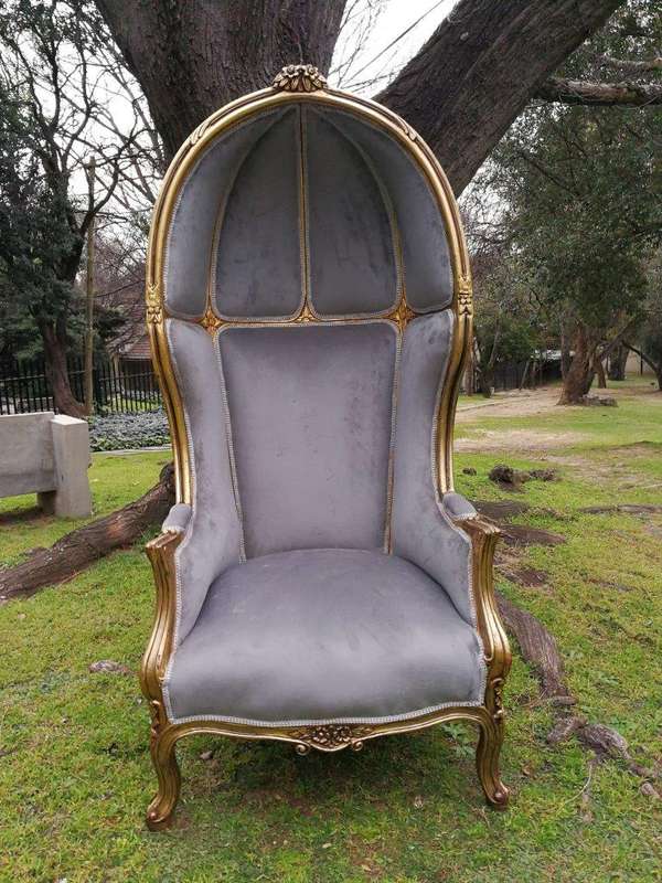 A Pair Of French Style Carved And Gilded Wooden Dome/Canopy Chairs (Modelled On The Famous Louis ...