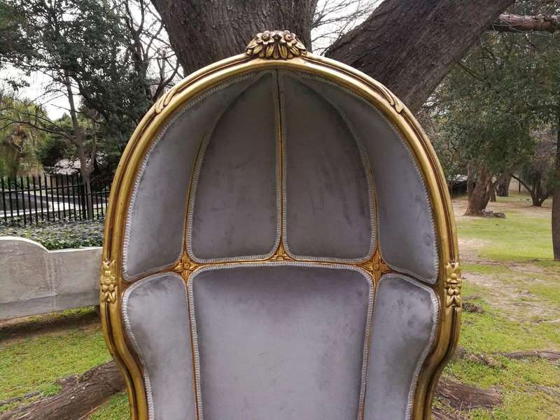 A Pair Of French Style Carved And Gilded Wooden Dome/Canopy Chairs (Modelled On The Famous Louis ...