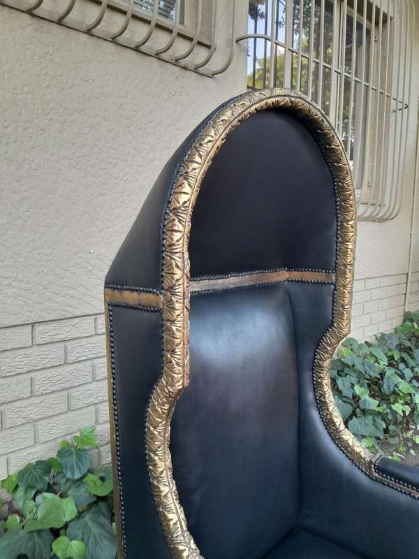 A Pair Of French Style Carved and Hand-Gilded with Gold Leaf Wooden Dome / Canopy Chairs Modelled...