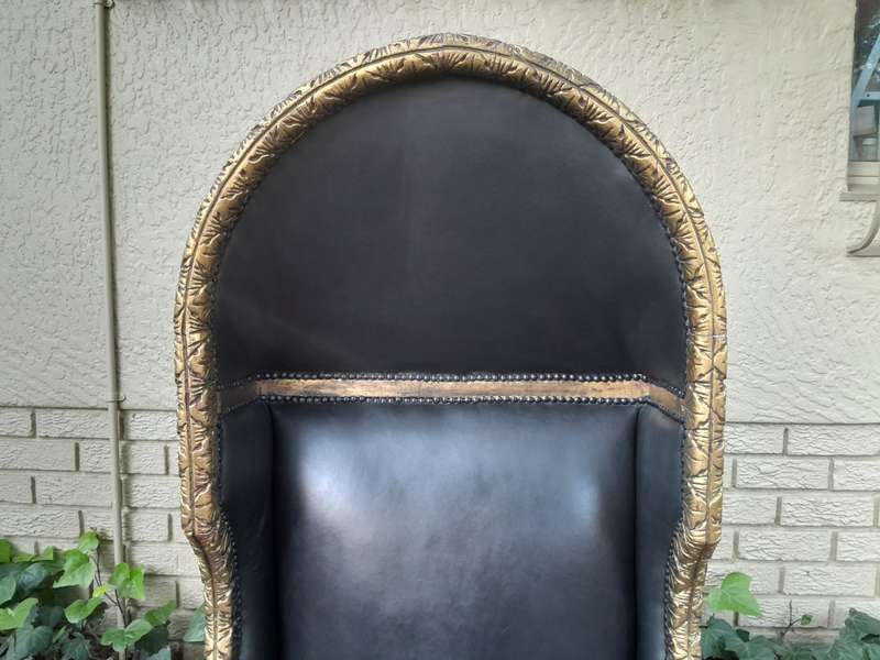 A Pair Of French Style Carved and Hand-Gilded with Gold Leaf Wooden Dome / Canopy Chairs Modelled...