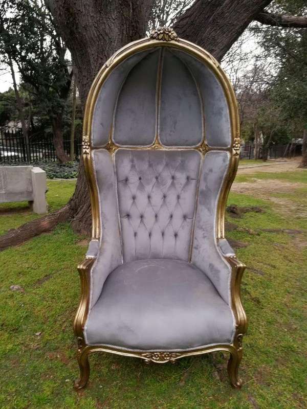 A Pair of French Style Carved and Gilded Wooden Dome/Canopy Chairs (modelled on the famous Louis ...