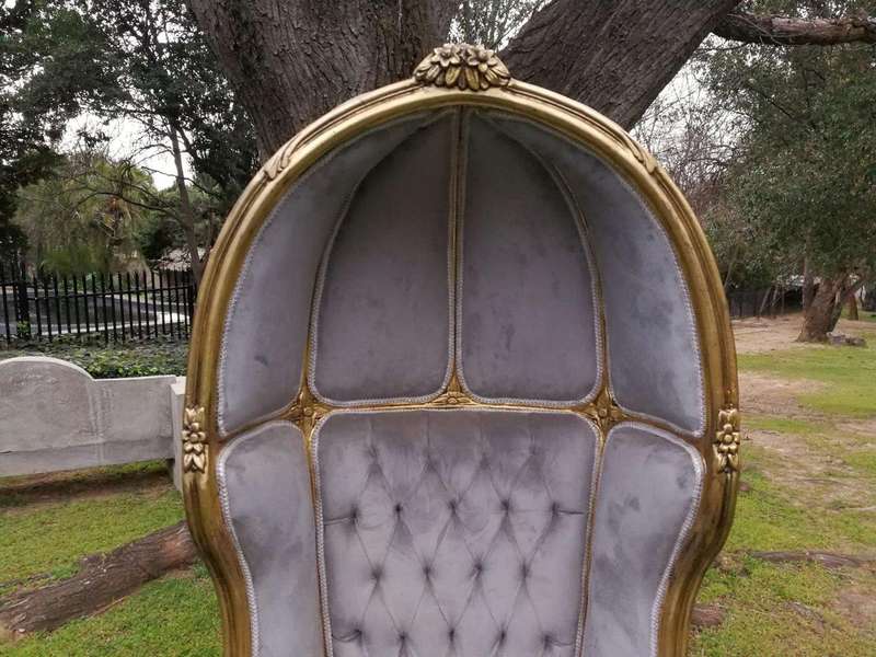 A Pair of French Style Carved and Gilded Wooden Dome/Canopy Chairs (modelled on the famous Louis ...