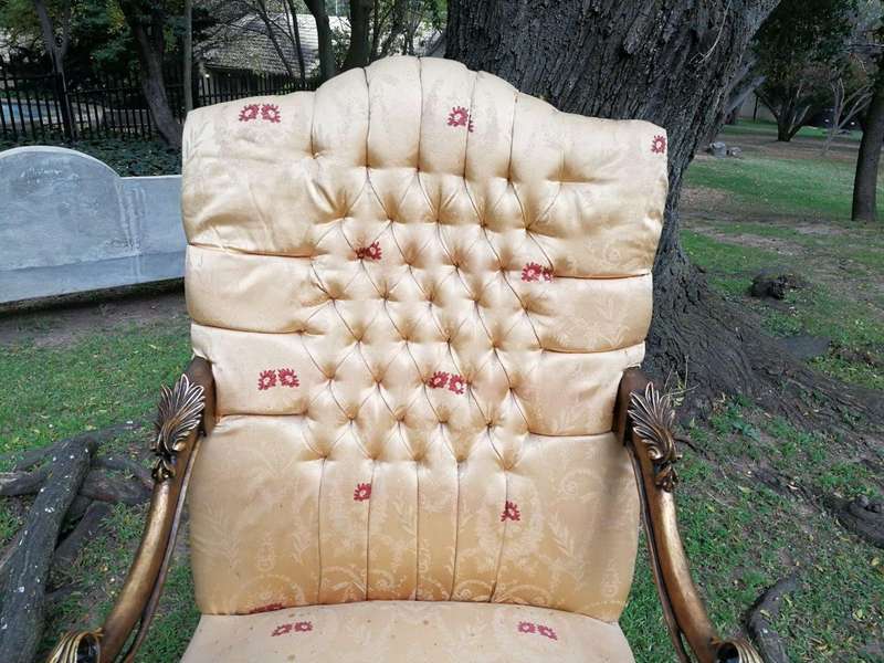 An Exceptional Pair Of 20th Century French Style Carved And Giltwood Throne Chairs