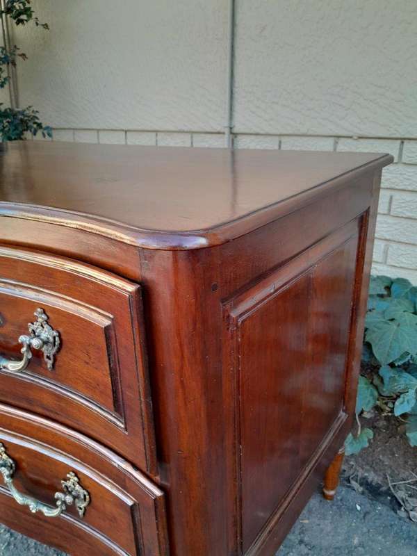 An Extremely Rare 18th Century French Provincial Fruitwood Chest of Drawers with Original Brass H...