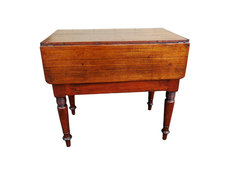 An Antique 19h Century Burmese Teak Drop-Side Table With Drawer