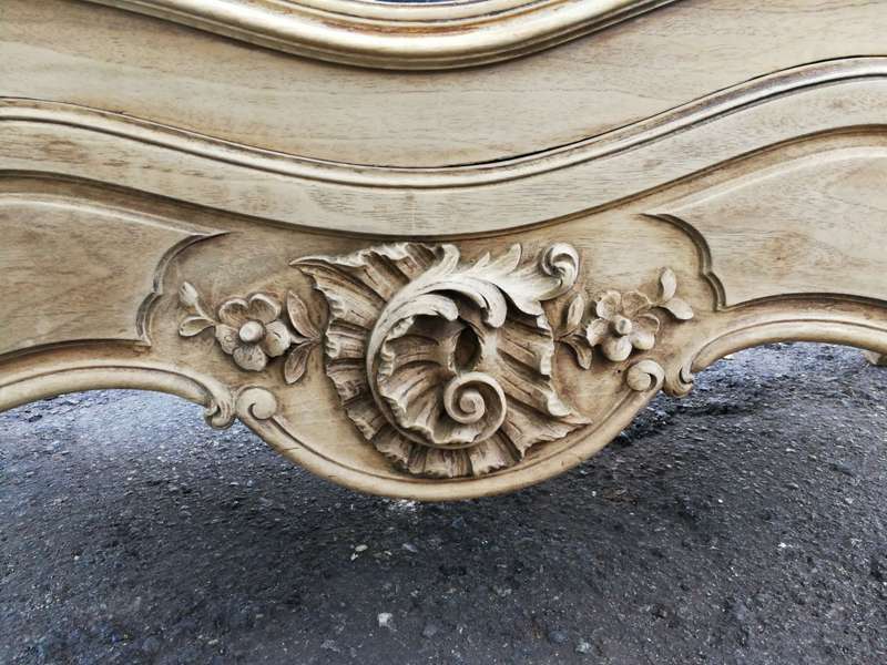 An Early 20th Century French-Style Carved Mahogany And Bevelled Mirrored Armoire in a Contemporar...