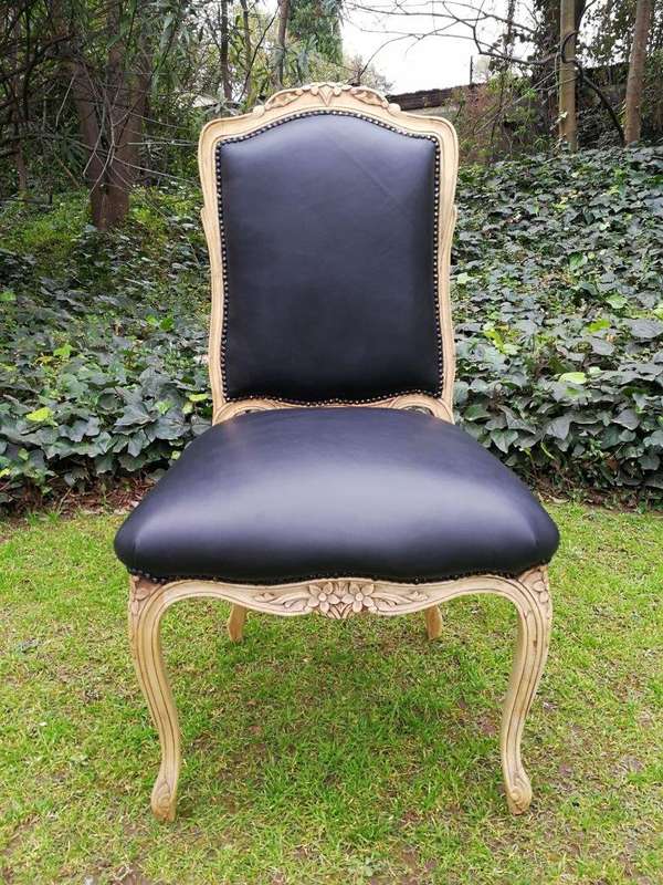 A 20th Century Set Of Six French Walnut Dining Chairs And Carvers In A Contemporary Bleached Fini...