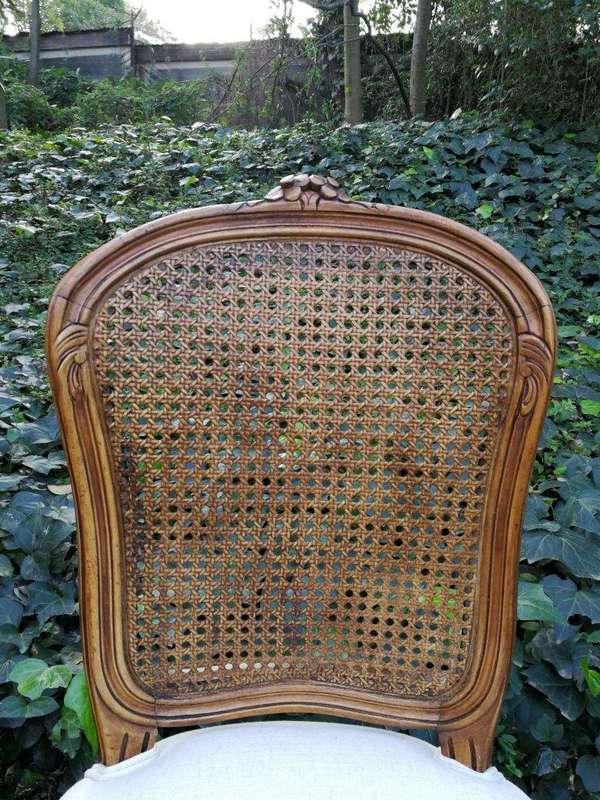 A 20th Century French Set Of Ten Walnut And Rattan Dining Chairs Consisting Of Two Carvers And Ei...
