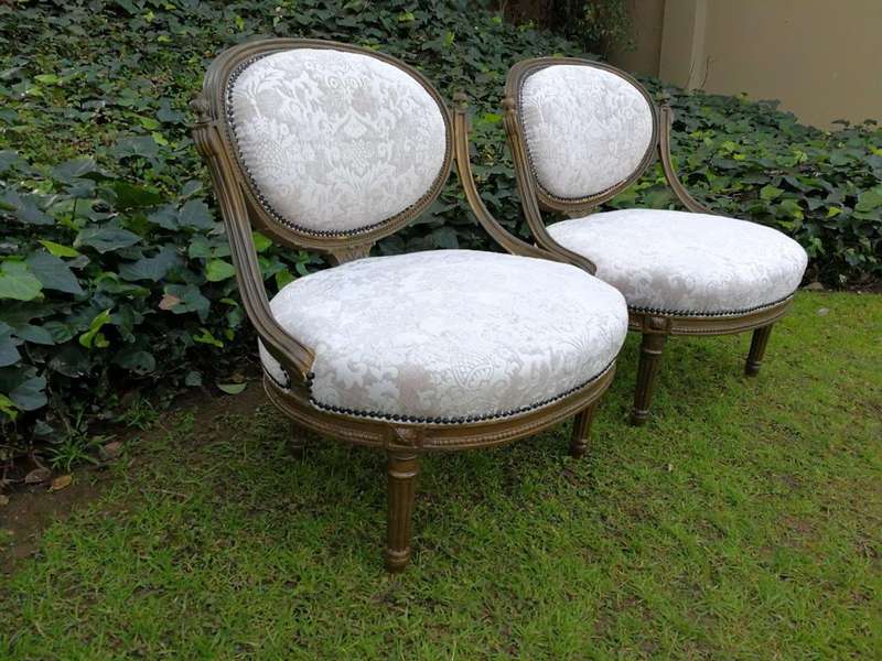 A Rare Pair of 18th Century French Gilt-wood Chairs