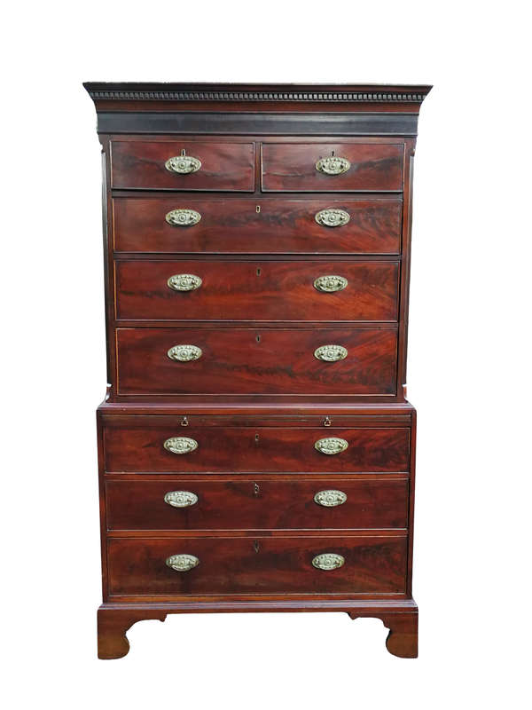 An Exceptional  Late 18th/Early 19th Century George III Mahogany Chest on Chest on Bracket Feet