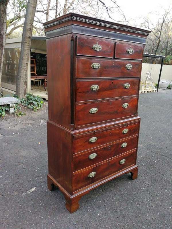 An Exceptional  Late 18th/Early 19th Century George III Mahogany Chest on Chest on Bracket Feet