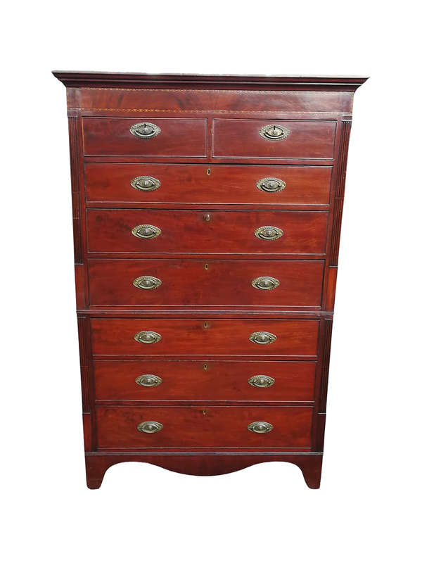 A Circa 1900 Edwardian Mahogany Chest on Chest on Bracket Feet