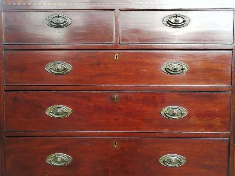 A Circa 1900 Edwardian Mahogany Chest on Chest on Bracket Feet