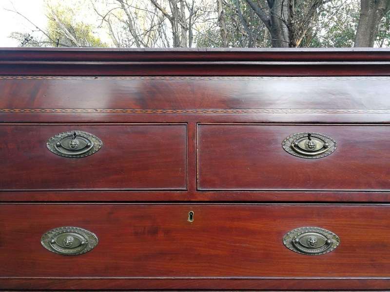 A Circa 1900 Edwardian Mahogany Chest on Chest on Bracket Feet