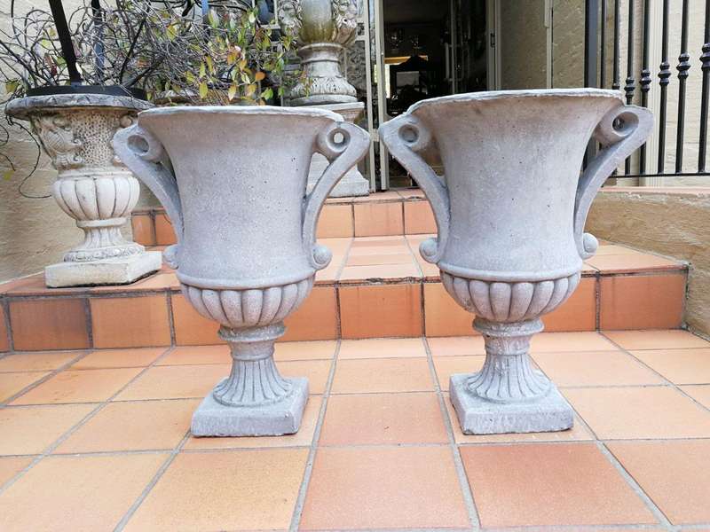 Pair Of Concrete Pots With Handles