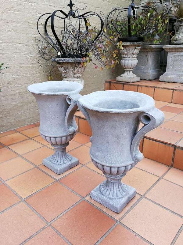 Pair Of Concrete Pots With Handles