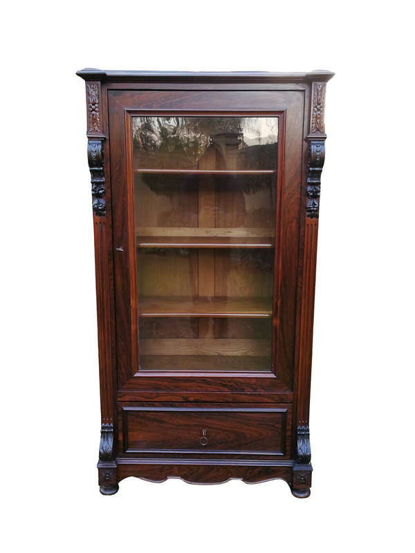 A Victorian Style Single Door Oak Display Cabinet / Bookcase