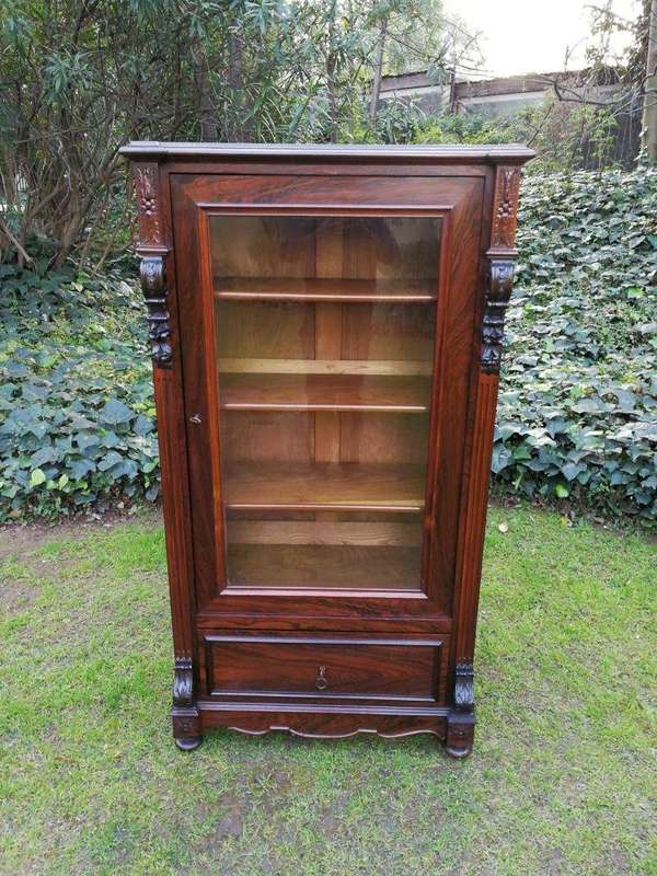 A Victorian Style Single Door Oak Display Cabinet / Bookcase