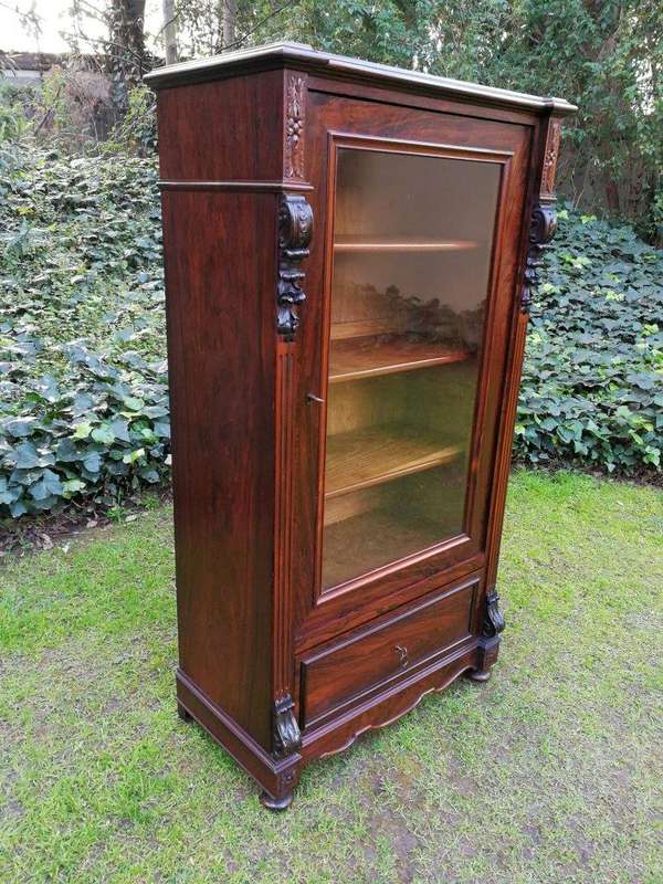 A Victorian Style Single Door Oak Display Cabinet / Bookcase