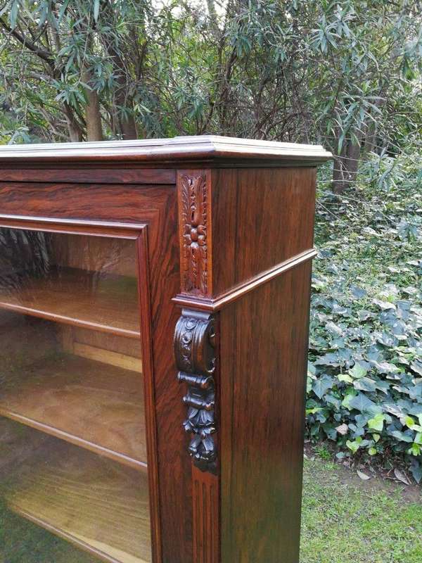 A Victorian Style Single Door Oak Display Cabinet / Bookcase