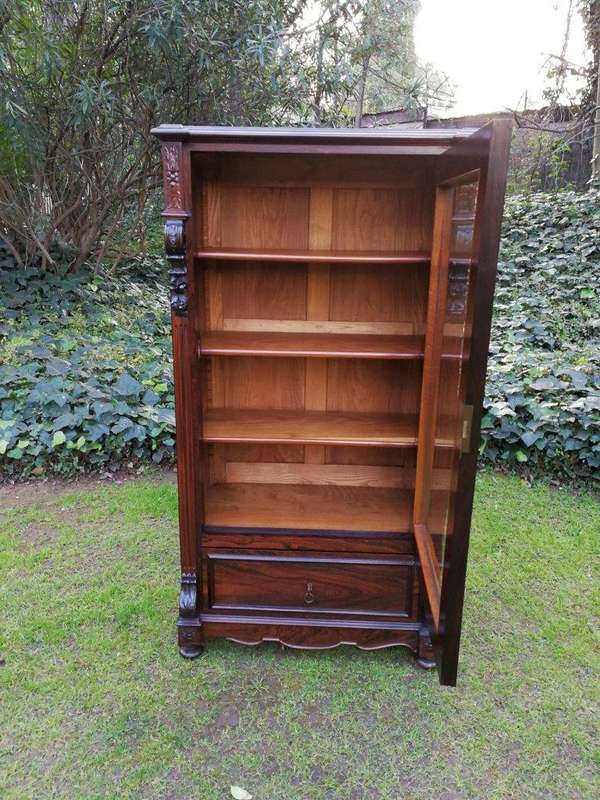 A Victorian Style Single Door Oak Display Cabinet / Bookcase
