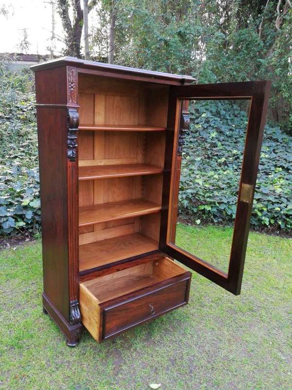 A Victorian Style Single Door Oak Display Cabinet / Bookcase
