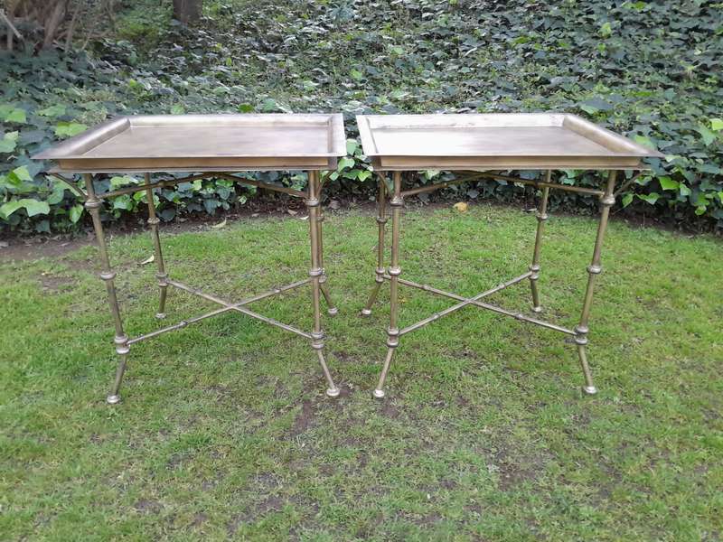 A Pair Of Custom-Made Wrought Iron Side Tables  